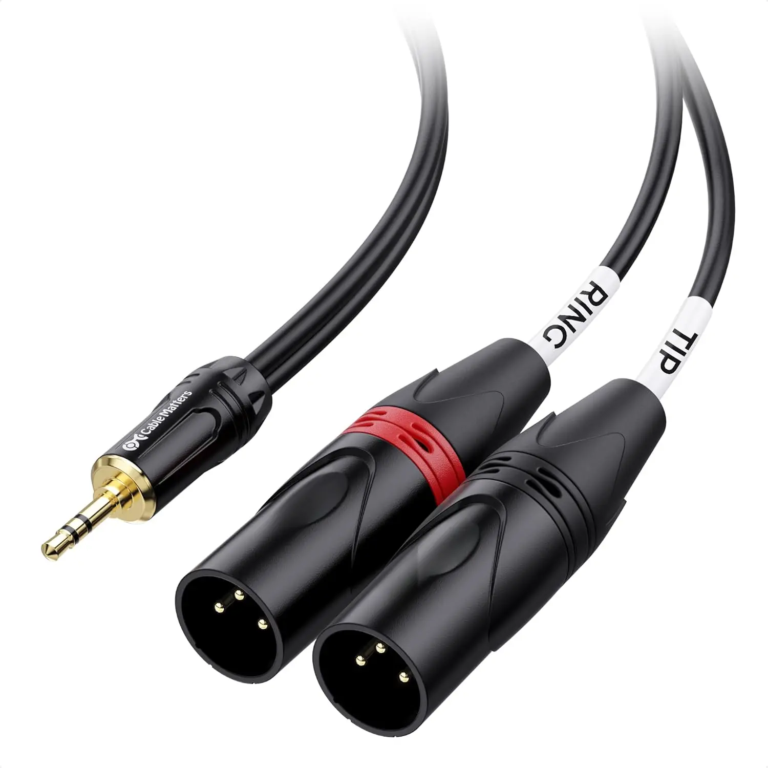 3.5mm (1/8 in) TRS to 2 XLR Male-to-Male Audio Jack Splitter Cable, 3 ft, for Computer Connection, Stereo Accessories, with Manufacturer Warranty