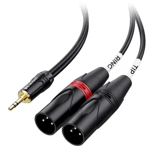 3.5mm 1/8 Inch TRS to 2 XLR  3 ft, Male to Male Aux to Dual XLR Breakout
