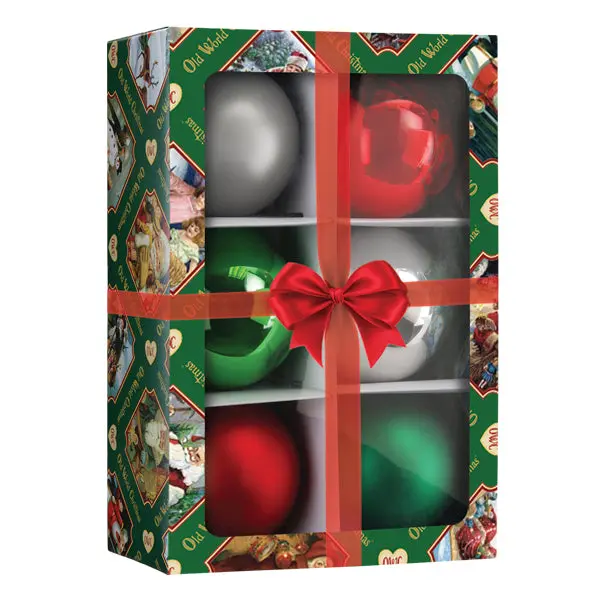 Traditional Christmas Hanging Ball Decor, 3.5" Classics Balls - 6 Count Festive Party Decoration Supplies Ornament, Hanging Ball Design