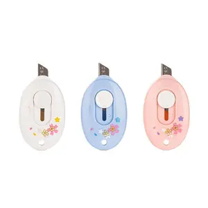3 pcs Sakura Alloy Mini Portalble Utility Knife DIY Cutter Letter Envelope Opener Mail Knife Pocket School Office Supplies