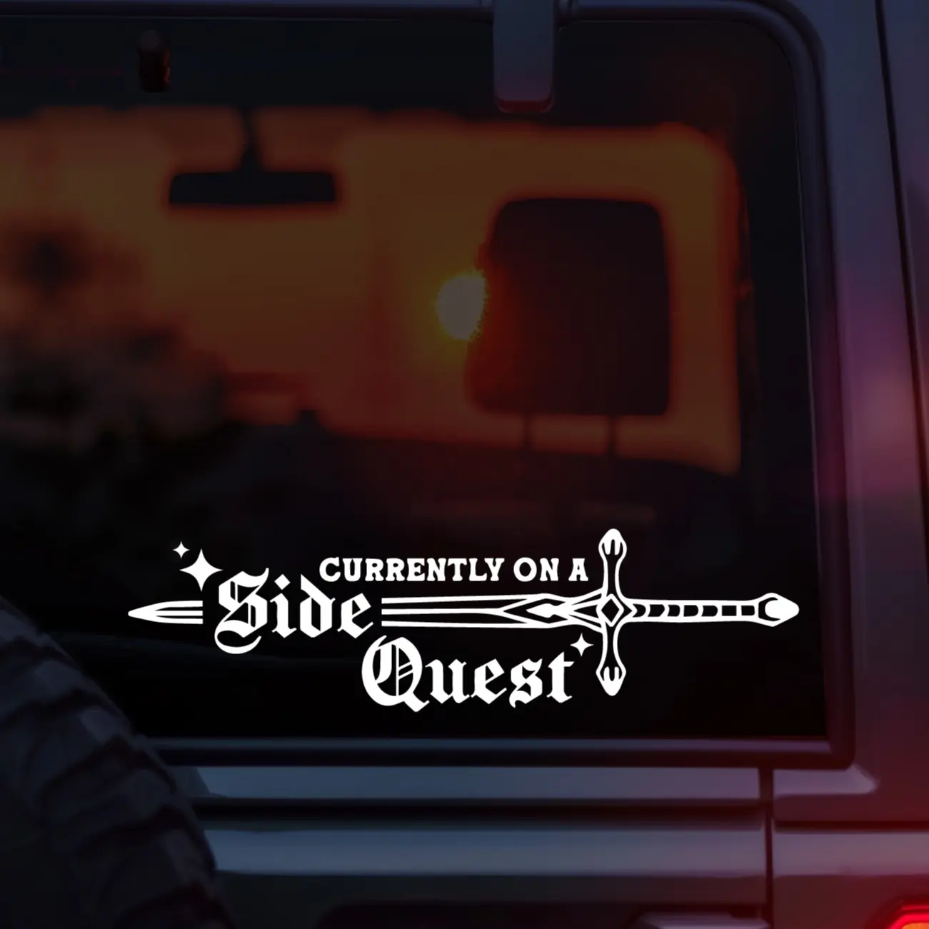 Currently On a Side Quest Vinyl Car Decal, Sword Design Gamer & Fantasy Decal for Cars, Laptops & Water Bottles, Perfect for RPG Players, DnD Fans, Gamers & Fantasy Lovers, Funny Nerd Humor Car Accessory