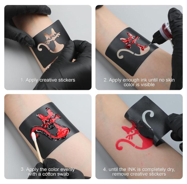 PFARRER Temporary Tattoo Kit12 Bottles Color Temporary Tattoo Ink,49 Big Pcs Stencils Kit for Body Paint DIY Fake Tattoos for Kids(Black*2,Red,Green,Blue,Pink,Grey,Navy,Yellow,Purple,Brown,Orange)