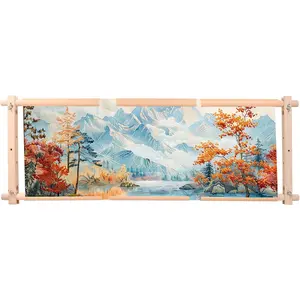 Large Beech Wood Embroidery Scroll Frame, 2-Part Adjustable Holder for Cross Stitch, Tapestry, Quilting, Sewing Needlepoint Projects