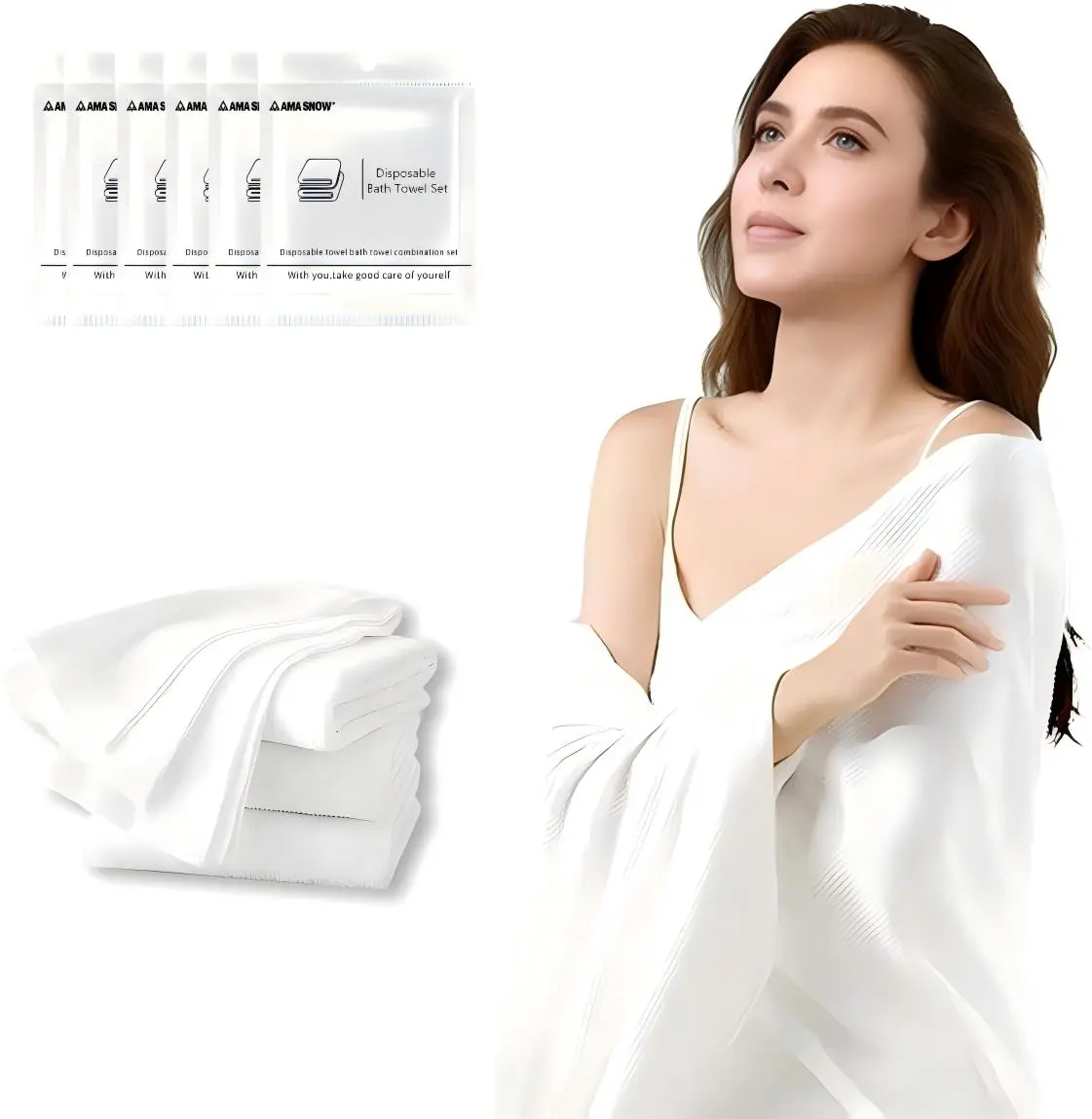 10 PCS Extra Large Foldable Disposable Bath Towel Set, Individually Wrapped Towelettes, Highly Absorbent Lint-Free Hygienic Towels, Portable Travel-Friendly Space Saver Storage Must-Haves for Home Bathroom Luggage Camping Daily Use summerwins