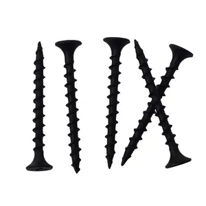 160 count.#6 * 1-1/2 inch High Hardness Drywall Screws, Black, Coarse Thread, Phillips Drive, Bugle Head, Black Wood Screws, Wood and More (1-1/2 in, 160)