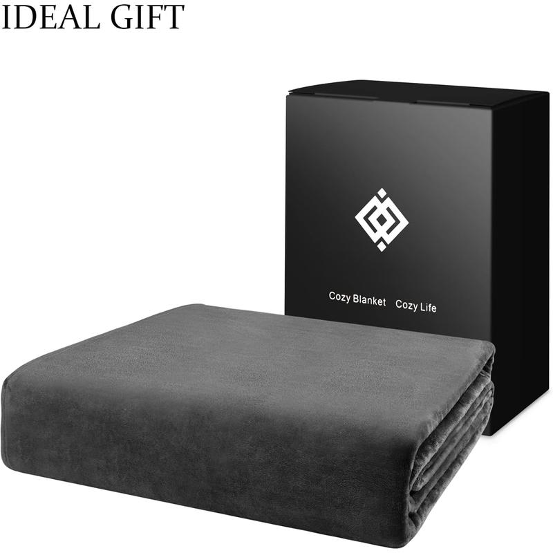 Blanket 120x120 Inches, Giant Huge Companion for Bed, Sofa,Travel and Camping,  Big Soft Blanket Fits The Whole Family and Outdoors, Dark Grey 10'x10'