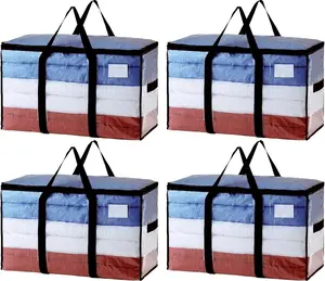 TAILI 4 Pack Extra Large Clear Moving Bags – Heavy Duty Storage Totes with Visible Window & Handles