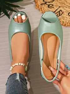 Women's Casual Bow Peep Toe Flat Sandals, Lightweight Slingback Summer Footwear Plus Size Bow Knot Slingback Sandals, Comfortable Peep Toe Soft Sole Flats