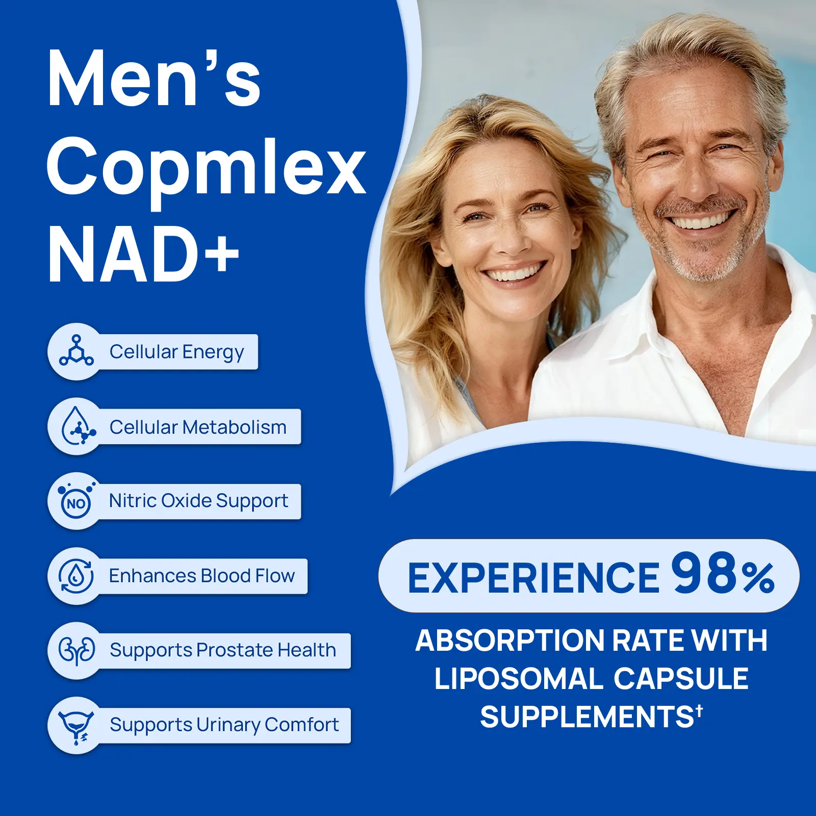 Selerb NAD+ Supplement for Men – With Liposomal-NAD+,CoQ10, L-Carnitine, L-Arginine,  Maca & Ashwagandha Fitness – Energy, Circulation & Prostate Support – 60  Capsules Edible Dietary Vitamin Healthcare Natural
