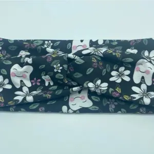 Black Posh tooth Dental twist headband with or without buttons made for dental professionals, womens hair accessory