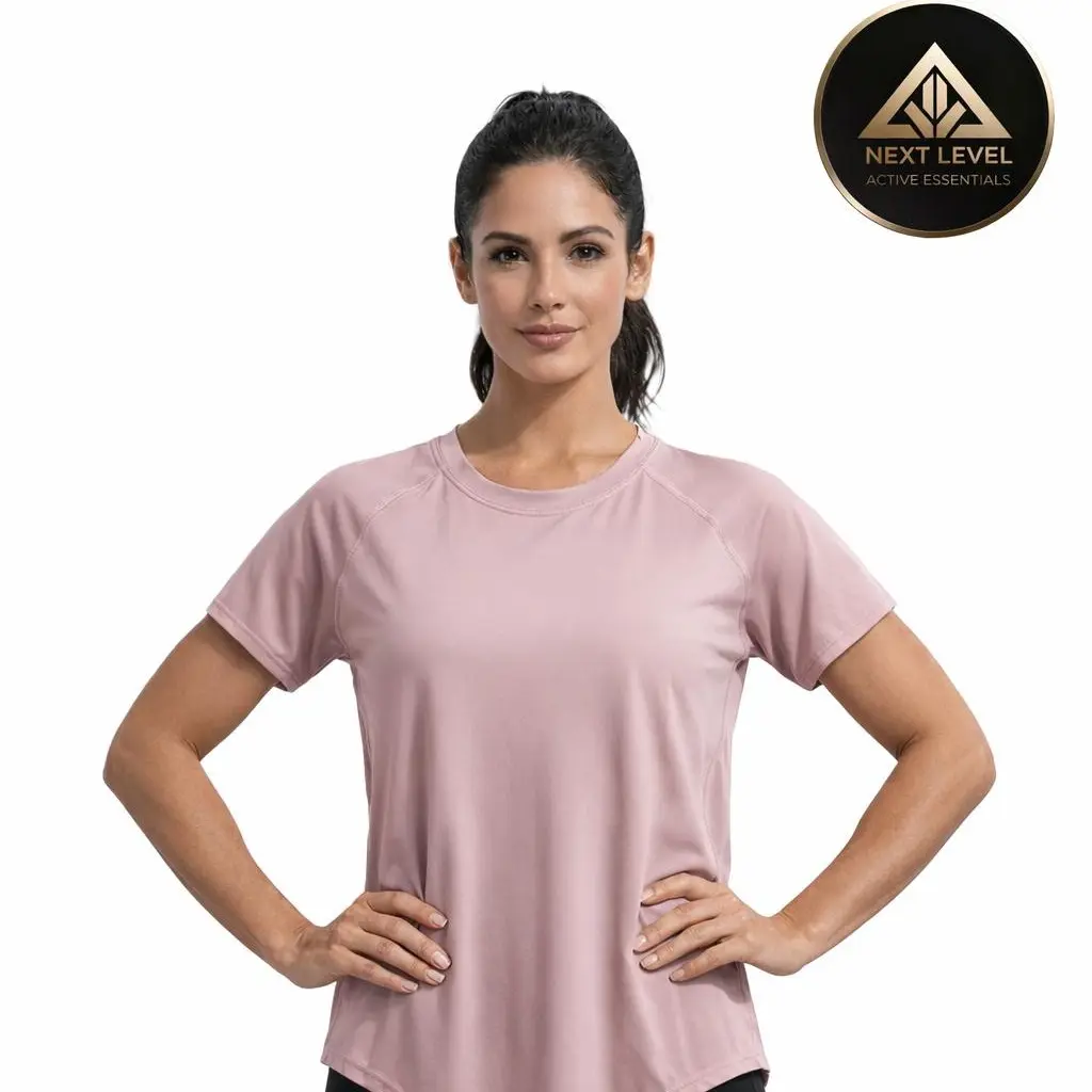 Women's Next Level Active Essentials Pull-On Short Sleeve Yoga Top - Soft Smooth Material, Stretchy, Solid, Breathable Quick-Dry Athleisure Wear for Gym, Running, Everyday Active Movement (New Summer Sportswear)