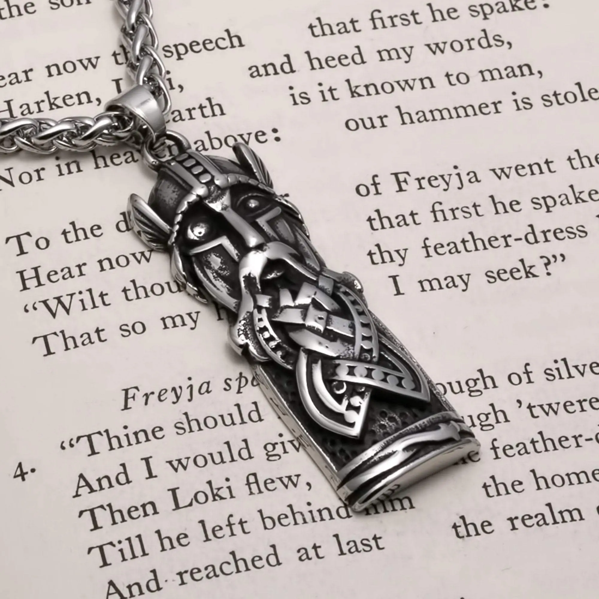 Viking Odin Totem Stainless Steel Pendant Necklace