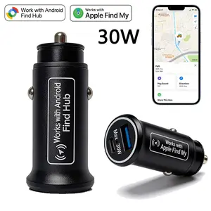 Car Charger GPS Vehicle Locator Tracker – 30W Fast Charging USB + Type-C Port, QC3.0 Compatible, Wireless Positioning Tracker Works with iPhone Find My App Android