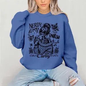 Nerdy Dirty Inked And Curvy Crewneck Sweatshirt Gildan Everyday Style Super Soft Unisex Fit Streetwear Graphic Top warm Womenswear Casual Printed Long Sleeved