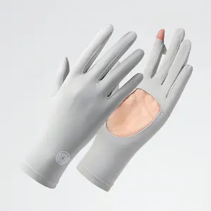 Women's Sun Protection Gloves with Hollow Palm Design for Outdoor Driving, UV Protection, Flip Cover, Touchscreen, Cool and Breathable