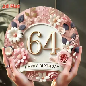 Aluminum Floral Number 64 Senior Milestone Gift Room Decor for Birthday Anniversary Celebrations Personalized Housewarming Present