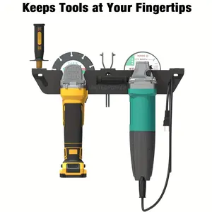 Angle Grinder Holder, 1 Bay Angle Grinder Rack/stand with Cord Hanger, Wall Mount Bracket for Cutters Polishers, Garage and Workspace Storage