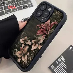 Decadent Lily Pattern Phone Case for iPhone 16 Pro Max/ X/ Plus TPU Shockproof and Stain-Resistant Protective Soft Case