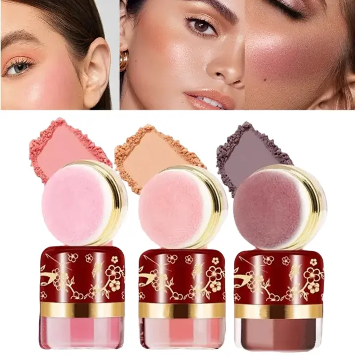Lazy Blush Makeup with Mirror, Silky Smooth Powder Blush for Natural Glow, Buildable Color, Quick Makeup, Easy Blend & Touch Up, Flattering Shades for Women, Daily Makeup Essential & Perfect Gift Choice