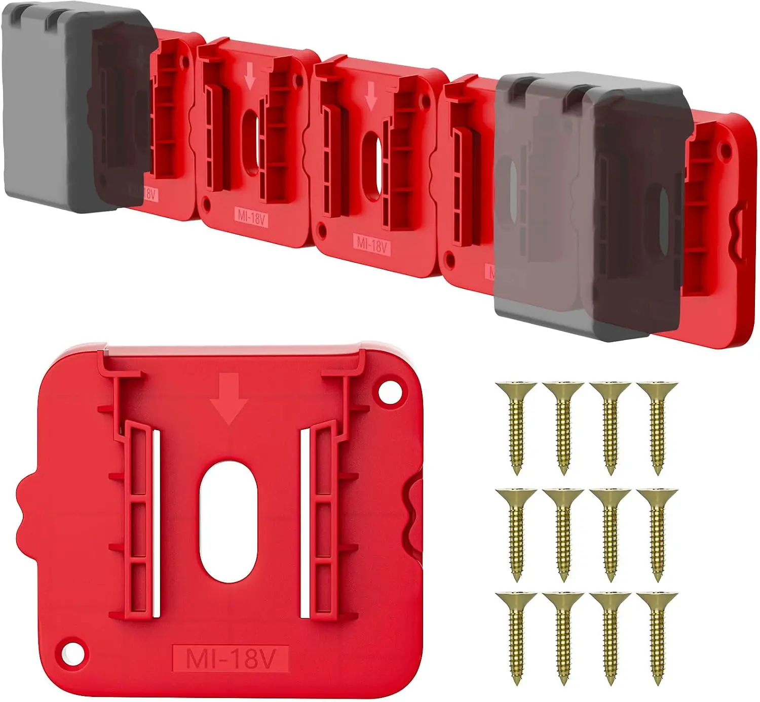 Battery Holder Compatible for Milwaukee 18V Battery Wall Mount Batteries Storage for Work Van, Shelf, Toolbox
