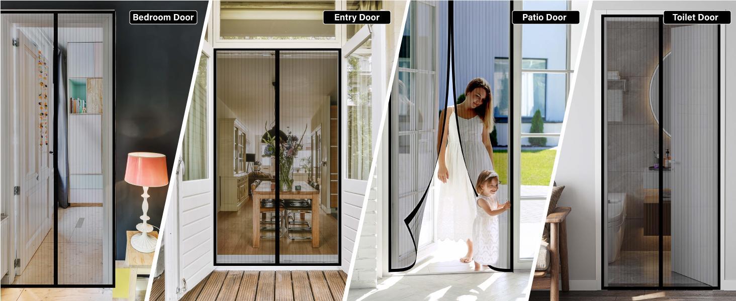 2026 New Magnetic Screen Door,Self Sealing Magnets, Easy Install Screen Doors with Magnets,Pet & Kid Friendly Fall Freshness springtok,Black