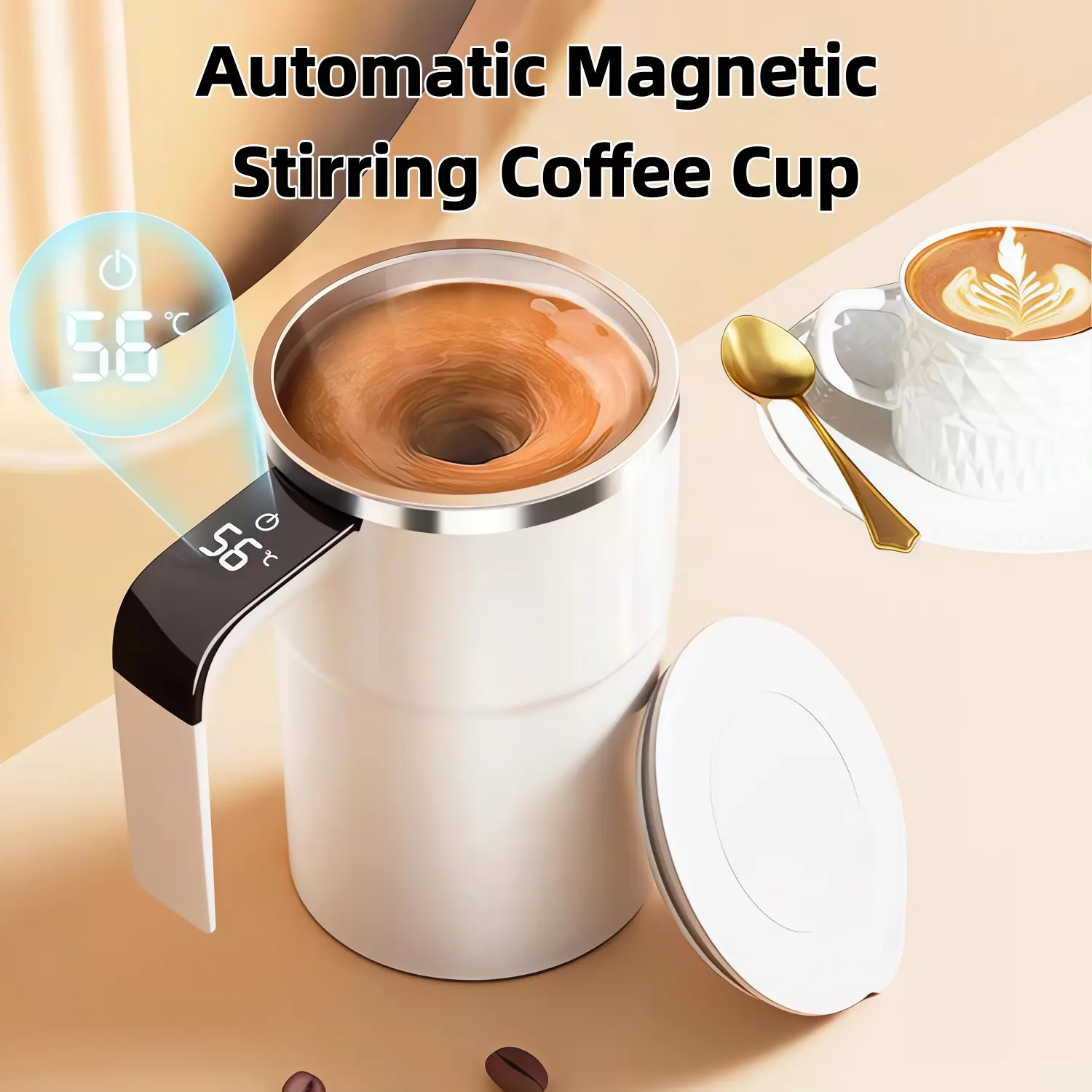 2026 New Automatic Magnetic Self-Stirring Stainless Steel Coffee Mug with LED Temperature Display, Lid-Included Mixing Cup for Home, Office, Daily Gift Use