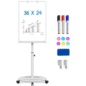 Whiteboard  Wheels 36 x 24 inches - Standing  Dry Erase Board, Mobile White Board Easel with Flipchart Hooks Portable Rolling Easel for Classroom Office  ()