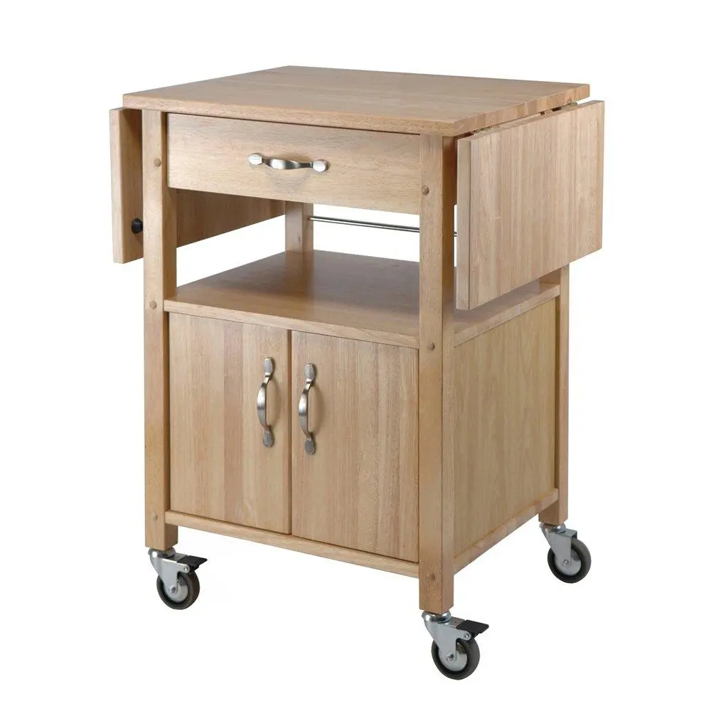Beech Kitchen Island on Wheels – Rolling Kitchen Island Cart for Small Kitchens