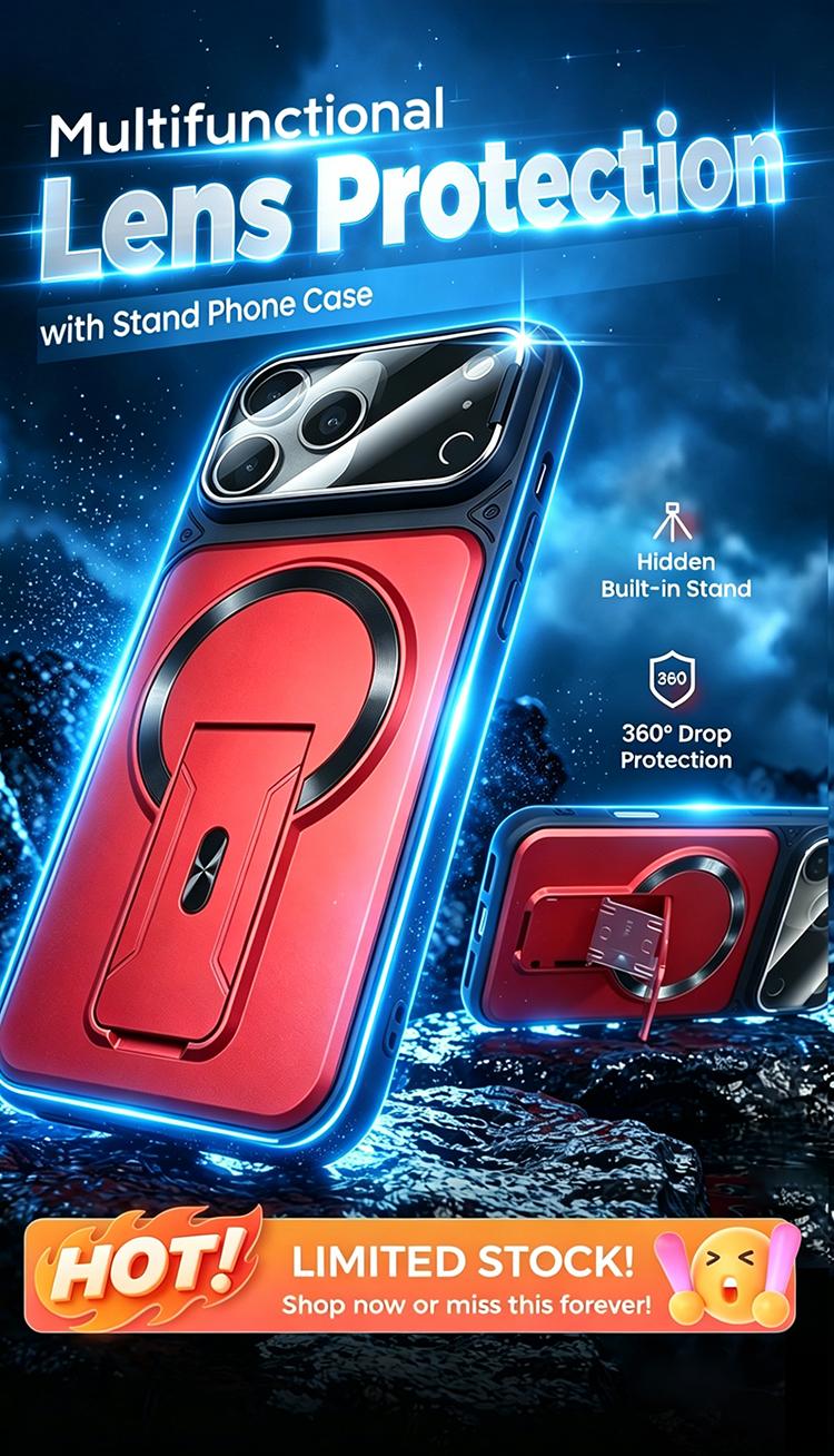 Multifunctional Lens Protection Case with Invisible Stand & Camera Protection for iPhone Multifunctional Lens Protection Case with Invisible Stand & Camera Protection for iPhone