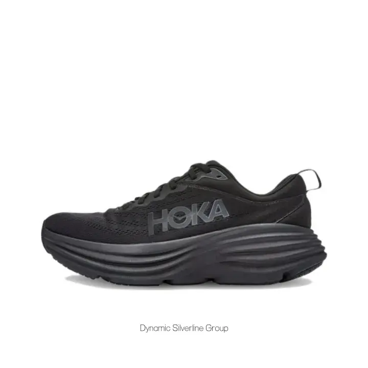 All-Black Breathable Mesh Low-Top Running Shoes with Thick Cushioned Midsole and Rubber Outsole