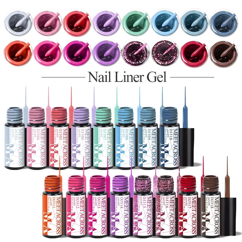 5ml Liner Gel Nail Polish, Nail Art Polish, 2-in-1 Ultra-fine Brush Head French Line Graffiti 16 Colors Painting Stripe Design Gel Varnish Gorgeous Gel For Cosmetic Manicure Nails Salon, Colorful Nail Products