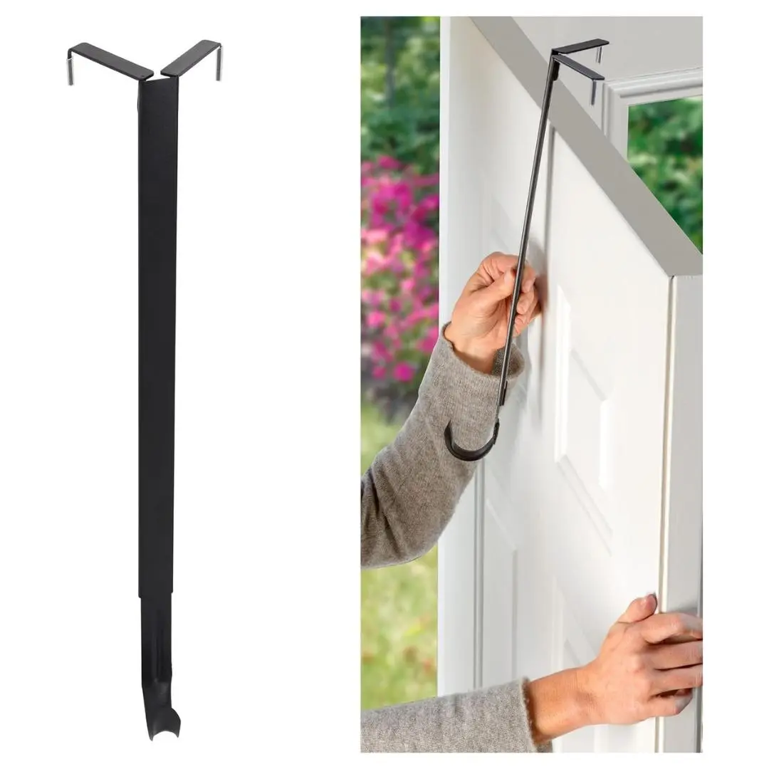 Decor Adapt Adjustable Wreath Hanger, Top & Length Adjustable Version, Matte Black - Strong Over The Door Wreath Hanger for Various Door Sizes