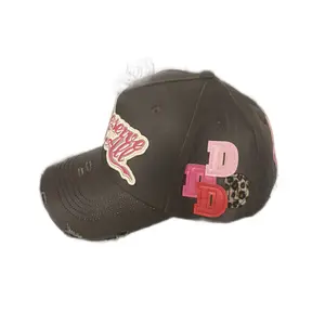 Dandy Café & Pink Hats - Black Cap with Unique Pink and Leopard Accents