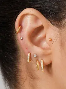 Stainless Steel Earrings Set, Fashionable Multi-hole Earrings Set, Suitable for Second Ear Hole Cartilage Earrings, Small Earrings, Stud Earrings Jewelry