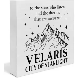 Acotar Merch Bookshelf Decor, City of Starlight Wooden Box Sign, Acotar Gifts for Book Lovers Fantasy Fans, Bookish Novelty Desk Decor 5x5inch