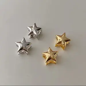 Silver Gold Star Double Sided Earrings