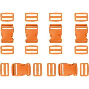 Quick Side Release Buckle 1-1/2", Buckle 6 Pcs+ Tri-Glide Slide 12 Pcs, Heavy Duty Plastic Snap Buckle Clip Clasp Fasteners for 1-1/2" Backpack Strap