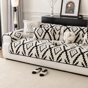 Comfortable Thick Sofa Cover, Stair Diamond Chenille Sofa Pad, Pet Friendly Non-Slip Sofa Protector, Soft Cut Velvet Fabric, Dustproof Sofa Cover, Multiple Colors Available
