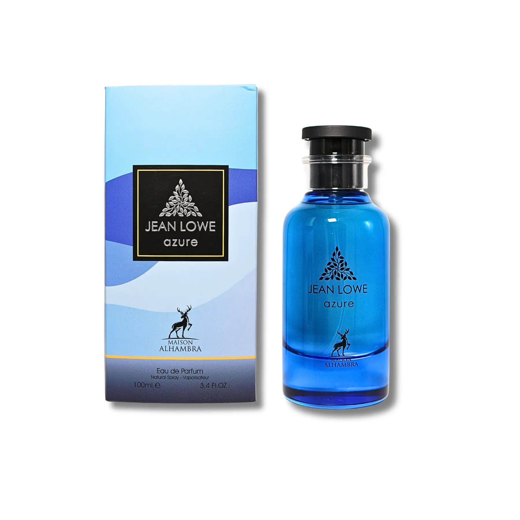 MAISON ALHAMBRA Jean Lowe Azure EDP, Youthful Citrusy Fragrance with Bergamot Mandarin, Ginger & Ambergris for Unisex Wear, 3.4 fl oz, Aromatic Amber Spicy, Bright Citrus Profile, Single Item