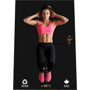 Rubber  Multi-Purpose Exercise Mat -  Recycled Thick Rubber Mat for  Gym Flooring, Non-Slip, Low-Odor Durable Workout Mat for Indoor/Outdoor, Shoe-Friendly