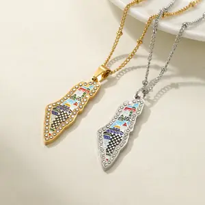 Hot Selling Fashionable Stainless Steel Arabic Map Kufia Necklace Pendant for Women Fashion Jewelry Accessories Gift