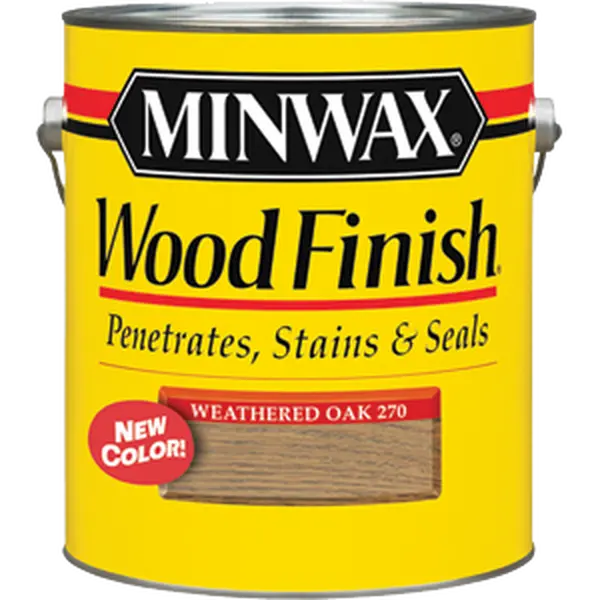 Minwax 71047 Wood Stain - 1 gal, Weathered Oak 270, 550 VOC, Penetrates, Stains and Seals, Will Not Raise the Grain, 125-150 sq ft Coverage Wood Finish for Car Paint Care Maintenance, 125 - 150 Square Feet