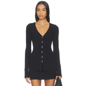 Show Me Your Mumu Josie Top in Black Rib Knit