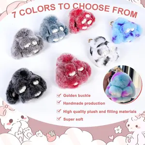 Plush Bunny Keychain, Handmade Cute Keychain Accessory for Women and Girls, Fluffy Bag Charm with Decorative Gift Tin Box