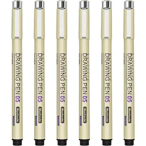 Muchcute 05 Fine Point Writing Pens: 6 Black 0.45mm Thin Micron Pen 05 No Bleed  Journaling Study Supplies Annotation Smooth   Line  Tip Fineliner Gel Felt Ink Markers Stuff