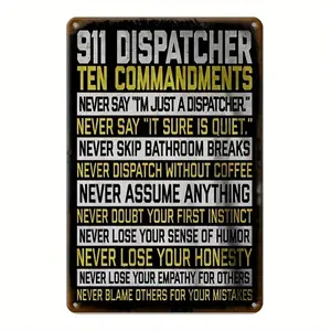 Vintage 911 Dispatcher Code of Conduct Metal Sign - 8x12 Inches - Ideal Wall Art Decor for Home, Living Room, Bar, Cafe, Restaurant, Garage - Perfect Holiday Gift