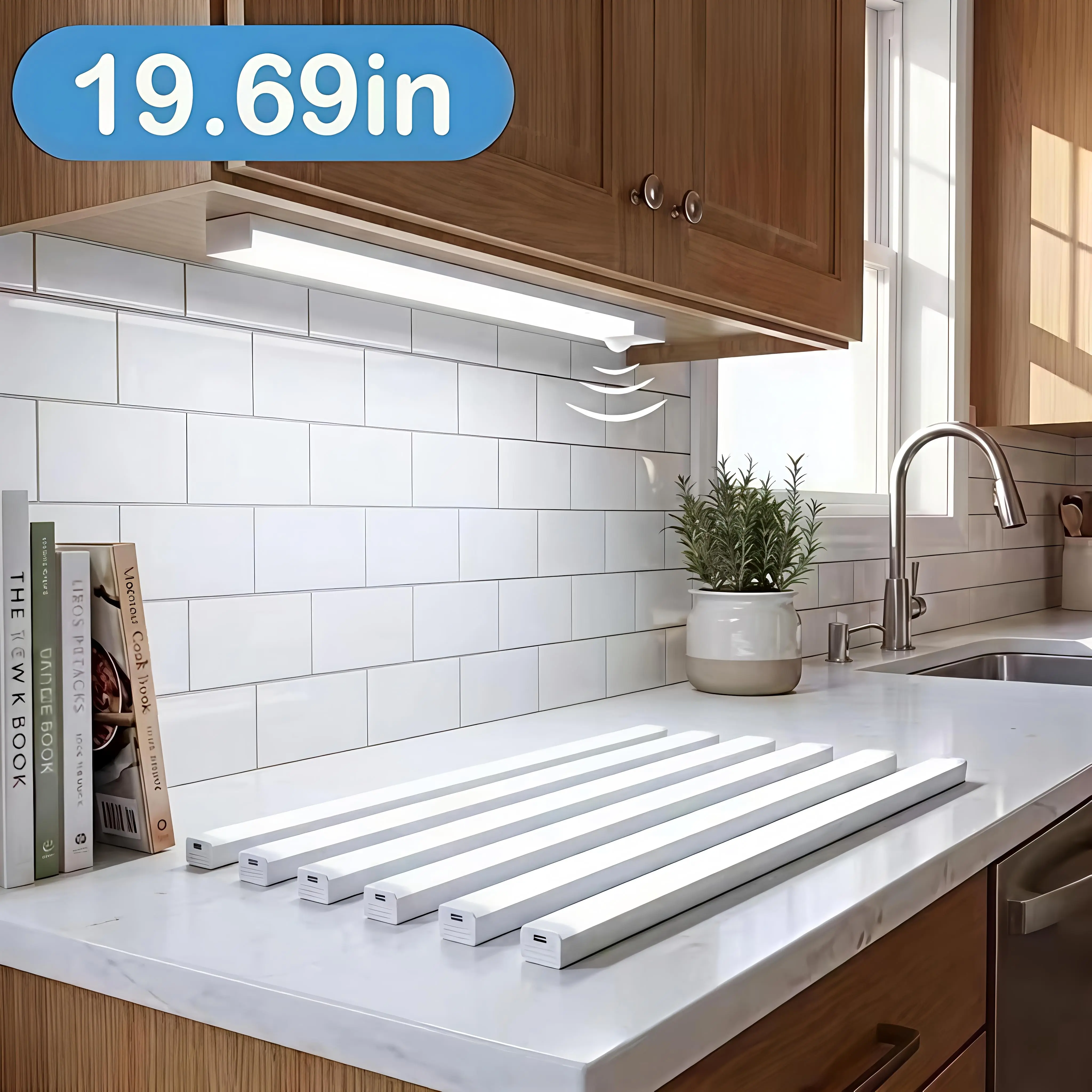 Magnetic LED Motion Sensor Light Strip Set - 19.69in Size, USB Rechargeable, Adjustable Brightness, Indoor Use Decorative Lights, Space-Illuminating Kitchen Home Fixture