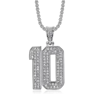 Stainless Steel Diamond Set Men's and Women's Chain Hip hop Necklace Number 10