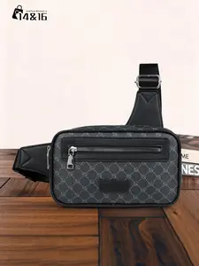 Fashion Men's Chest Bag, Zipper Fanny Pack, Solid Color with Adjustable Straps, Durable, Zipper Closure, Casual Fashion Accessory