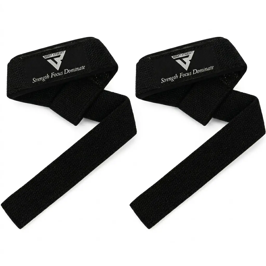 BEAST AT LEAST Weight Lifting Straps,Powerlifting Deadlifting, Anti Slip 60CM Hand Bar Grip, 5MM Neoprene Wrist Support, Heavy Duty Weightlifting Bodybuilding Workout